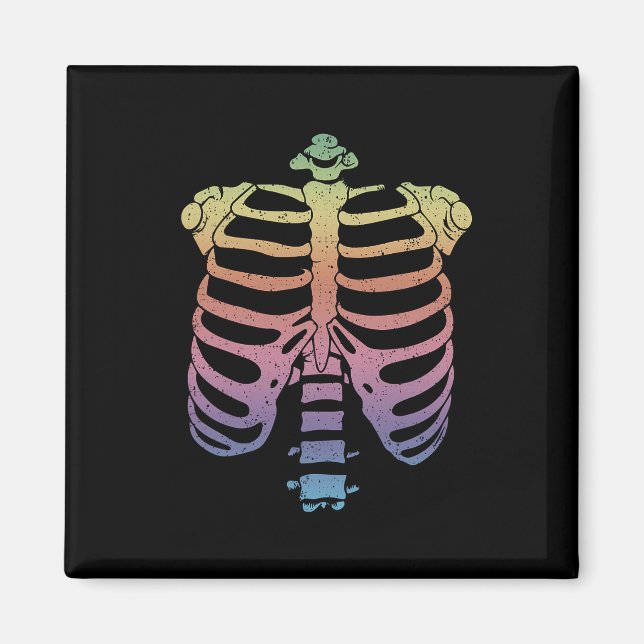 Aimant Halloween Skeleton Rib Cage Zombie Costume Tee (Devant)