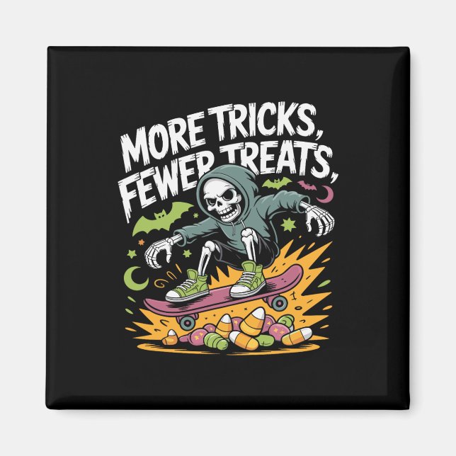 Aimant Halloween Skeleton Skicks Skull Skateboard (Devant)