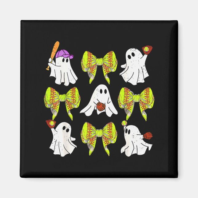 Aimant Halloween Softball Ghosts Softball Daughter Girls  (Devant)