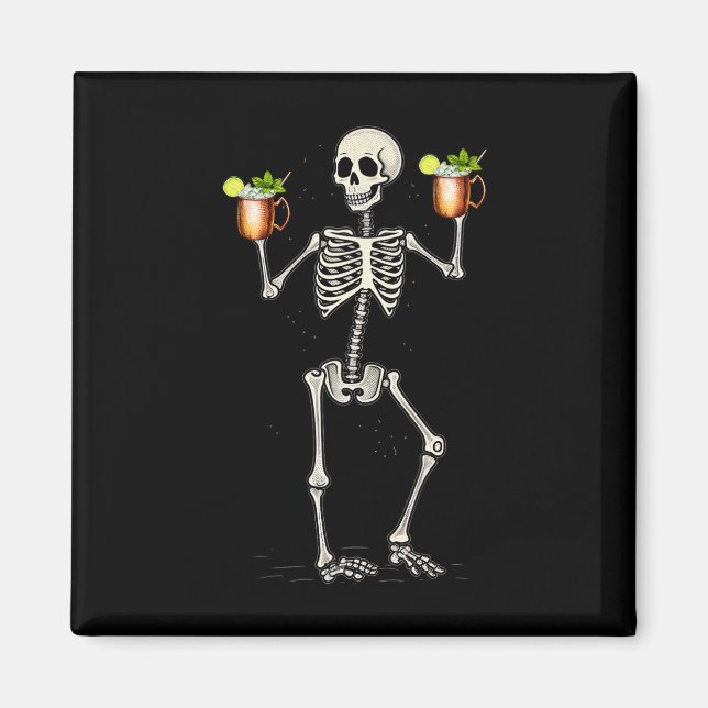 Aimant Halloween Squelette Boire Moscou Mule Tail (Devant)