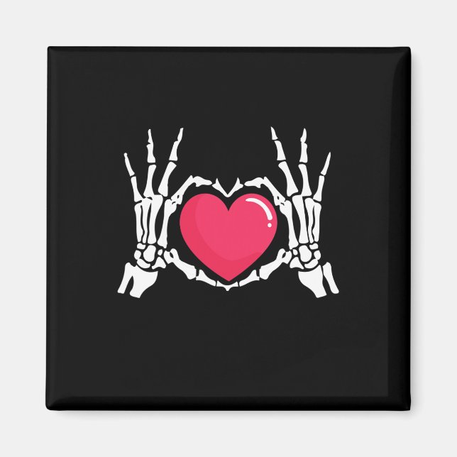 Aimant Halloween squelette coeur main (Devant)