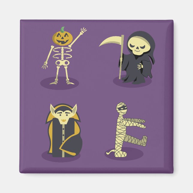 Aimant Halloween Squelette Dracula Mummy Griffe Reaper (Devant)