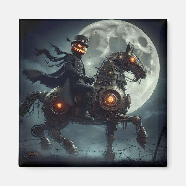 Aimant Halloween Steampunk Cavalier sans tête (Devant)