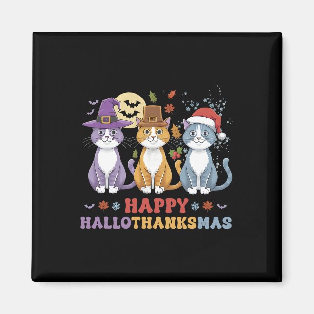 Aimant Halloween Thanksgiving Noël Chats Happy Hallot (Devant)