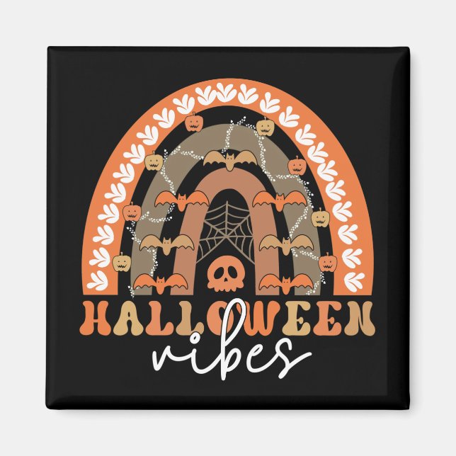 Aimant Halloween Vibes Boho Rainbow Automne Éffrayant (Devant)