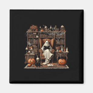 Aimant Halloween Vintage Éffrayant Bookish Haunted Librai
