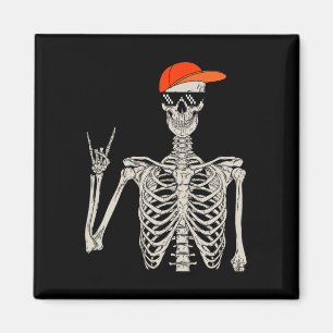 Aimant Halloween vintage Skeleton Rock à la main Skeleton