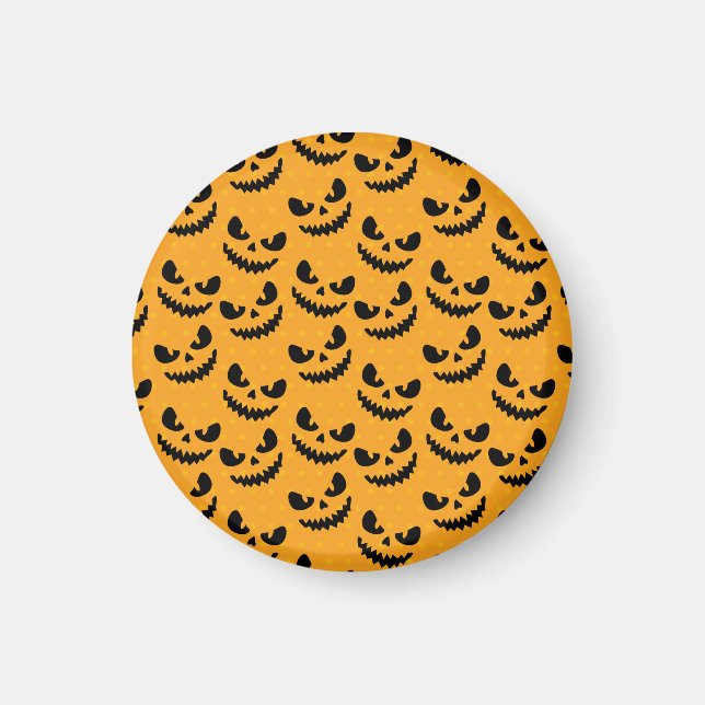 Aimant Halloween : visages effrayants, style vintage. (Devant)