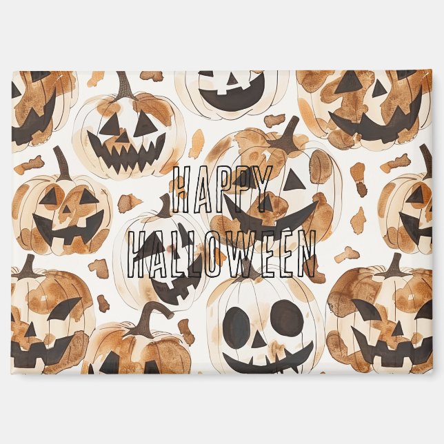 Aimant Halloween Western Cowboy Cowgirl Pumpkins (Recto)