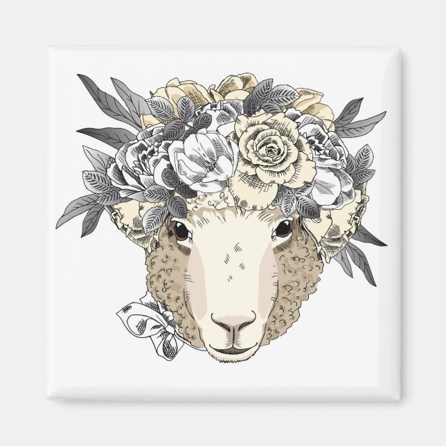 Aimant Halo mouton floral (Devant)