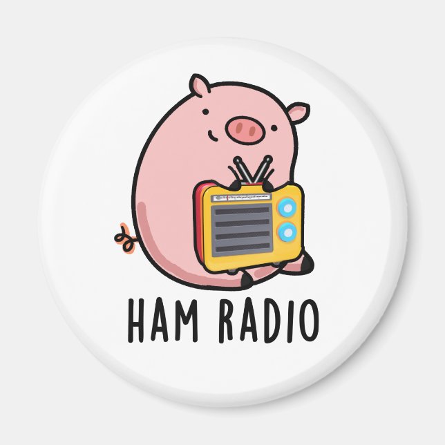 Aimant Ham Radio Funny Pig Pun (Devant)