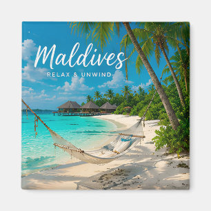 Aimant 🧲 Hamac de plage aux Maldives Souvenir de vacance