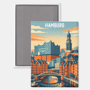 Aimant Hambourg Allemagne Voyage Minimaliste Port 