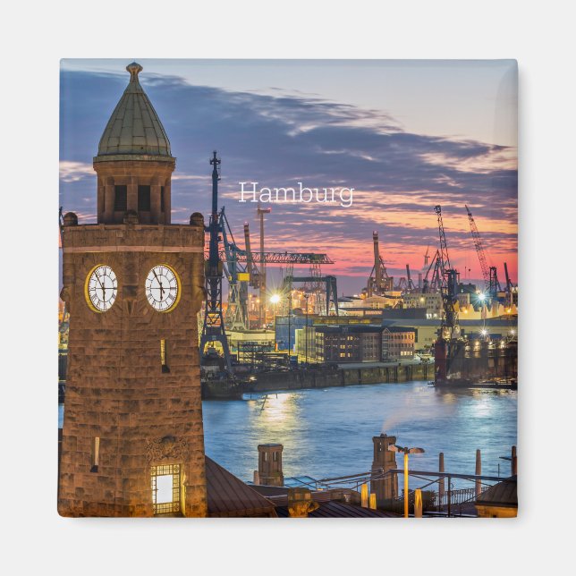 Aimant Hambourg, Allemagne vue panoramique au crépuscule (Devant)