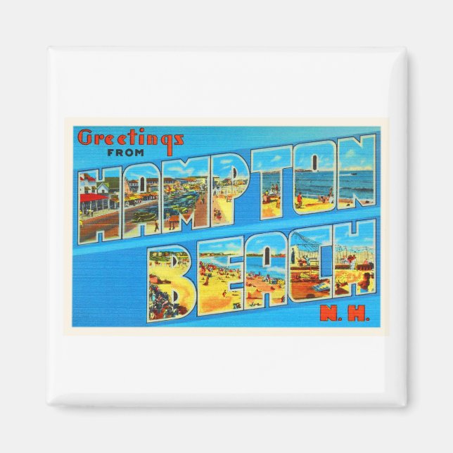 Aimant Hampton Beach New Hampshire NH Old Travel Souvenir (Devant)