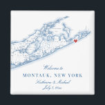 Aimant Hamptons Montauk Destination Mariage Faveur<br><div class="desc">Commande rapide et facile ! Cet aimant de mariage de destination Montauk est parfait pour inclure avec sac de bienvenue des cadeaux pour vos invités de mariage de destination Hamptons, ou les customiser pour votre mariage. Le coeur est au-dessus de Montauk, mais vous pouvez déplacer le coeur en cliquant sur...</div>