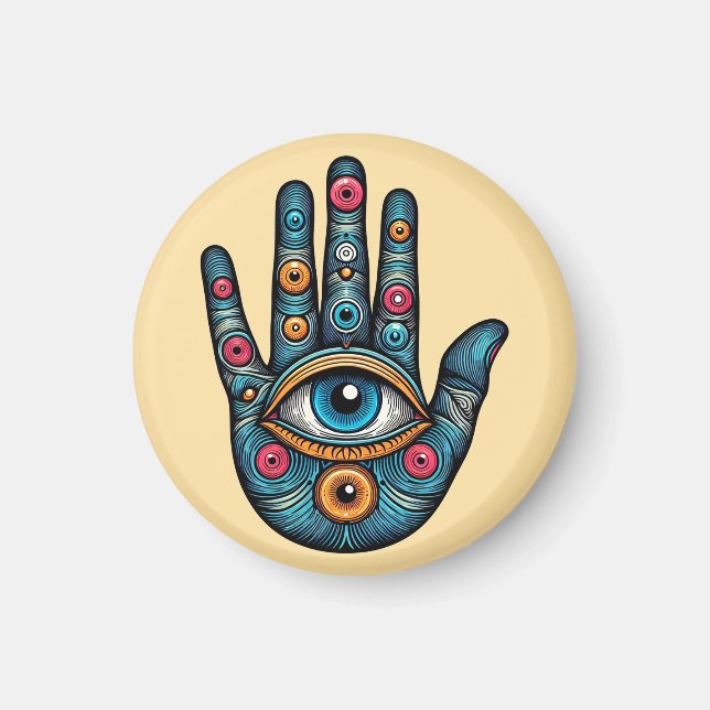 Aimant Hamsa Main avec illustration d'art visuel (Devant)