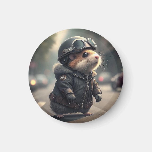 Aimant Hamster Biker (Devant)