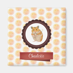 Aimant Hamster de filles rouges et roses