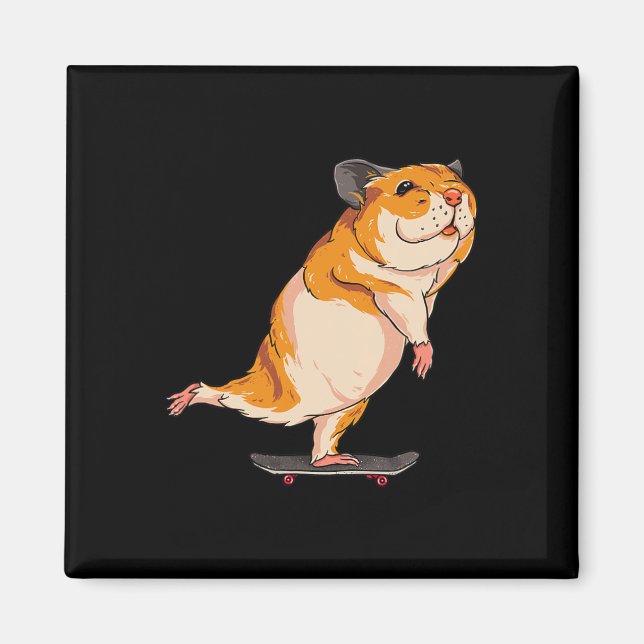 Aimant Hamster en skateboard - Rongeur de skateboard mign (Devant)