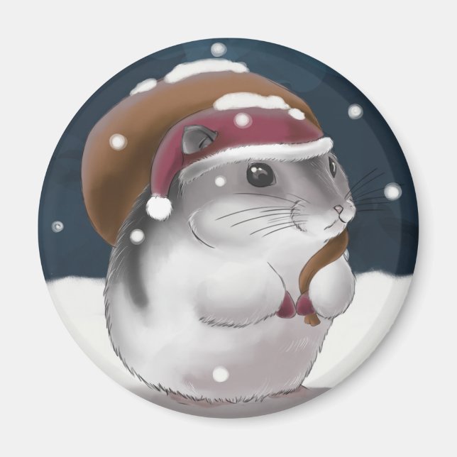 Aimant Hamster Père Noël (Devant)