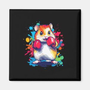 Aimant Hamster portant des gants de boxe Art coloré
