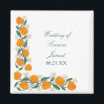 Aimant Hand-Drawn Orange Botanical Abstract Wedding<br><div class="desc">Wedding Magnet with Hand Drawn Orange Botanical Floral Art</div>