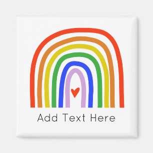 Aimant Hand drawn Rainbow Colors Heart Add Custom Text