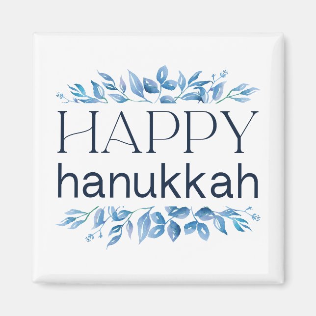 Aimant Hanoukka joyeuse (avec Florales aux eaux d'hiver) (Devant)