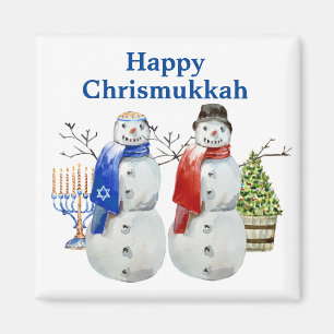 Aimant Hanoukka Snowman Christmas Chrismukkah