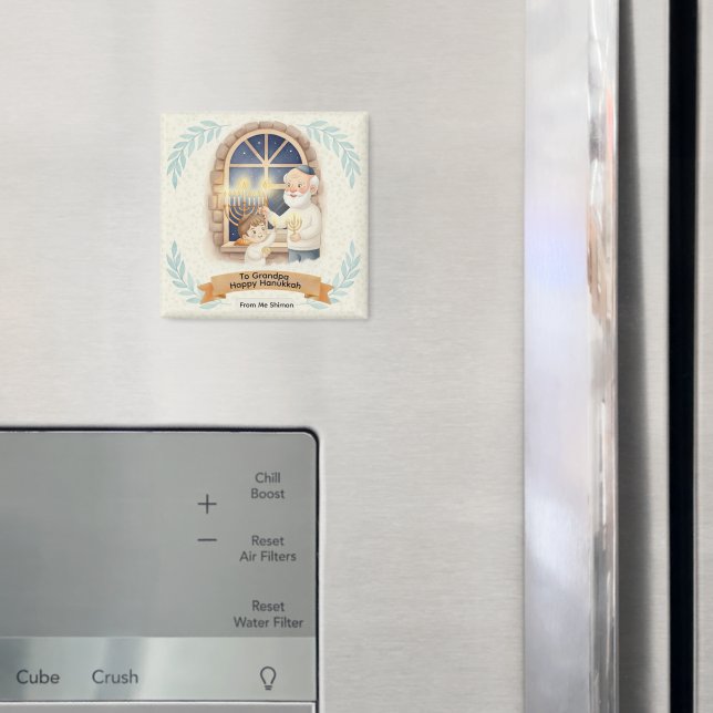 Aimant Hanukkah Blessing - Grandfather and Child (In situ (réfrigérateur))