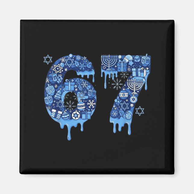 Aimant Hanukkah Six Seven 67 Meme Funny Dreidel Menorah S (Devant)