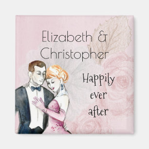 Aimant Happily Ever After Vintage Wedding Couple