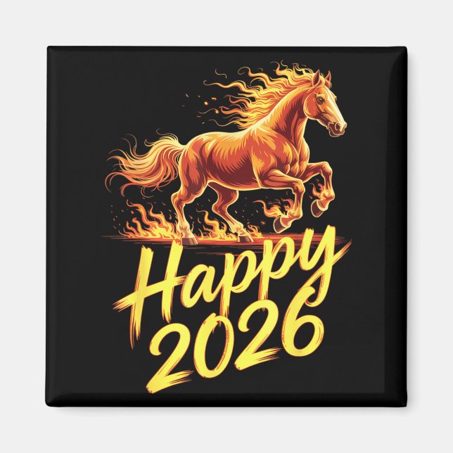 Aimant Happy 2026 Year Of The Horse Chinese Zodiac New Ye (Devant)