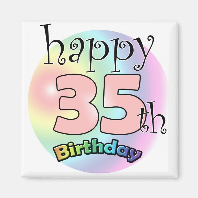 Aimant Happy 35th Birthday (rose) (Devant)