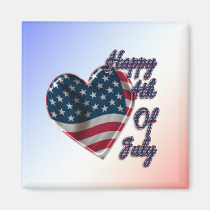 Aimant Happy 4 juillet USA Flag Heart