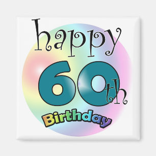 Aimant Happy 60th Birthday bleu