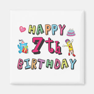 Aimant Happy 7th Birthday. 7 year old.