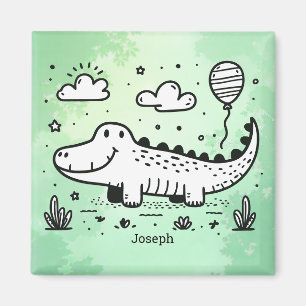 Aimant Happy Alligator avec ballon - Cute Nursery Art