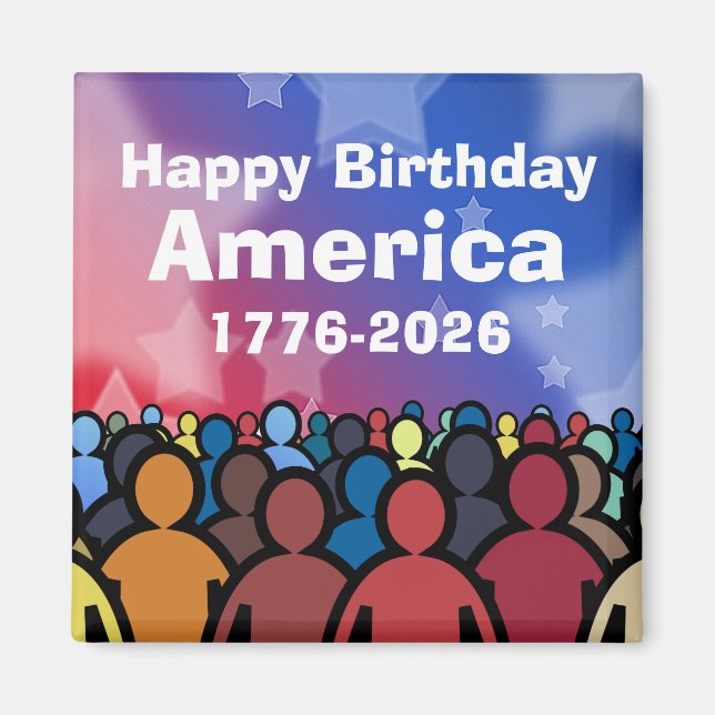 Aimant Happy Birthday America 1776 to 2026 (Devant)