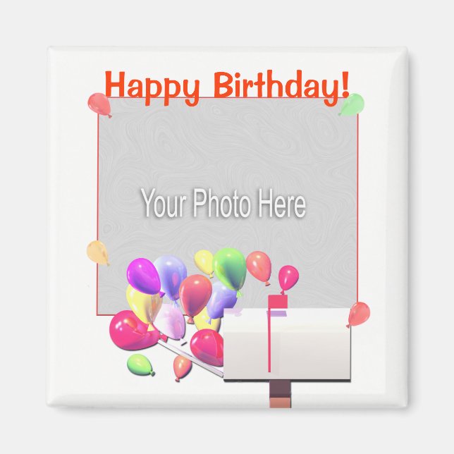 Aimant Happy Birthday Balloon Mail (photo frame) (Devant)