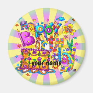 Aimant Happy Birthday Cake custom name