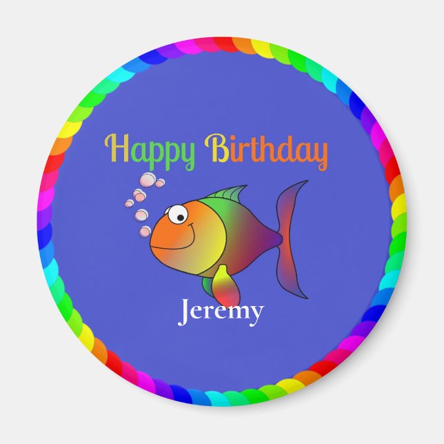 Aimant Happy Birthday from Bubbles the Fish (Devant)