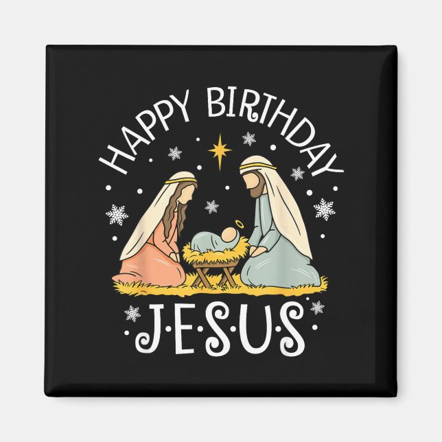 Aimant Happy Birthday Jesus Ugly Christmas Sweater Christ (Devant)