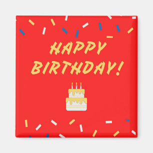 Aimant Happy birthday on red