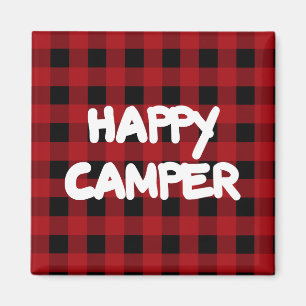 Aimant Happy Camper Red Buffalo Plaid Réfrigérateur