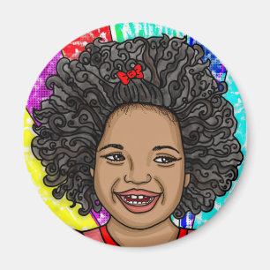 Aimant Happy Curls Pop Art Laughl Girl