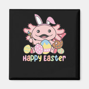 Aimant Happy Easter Cute Axolotl Easter With Easter Eggs
