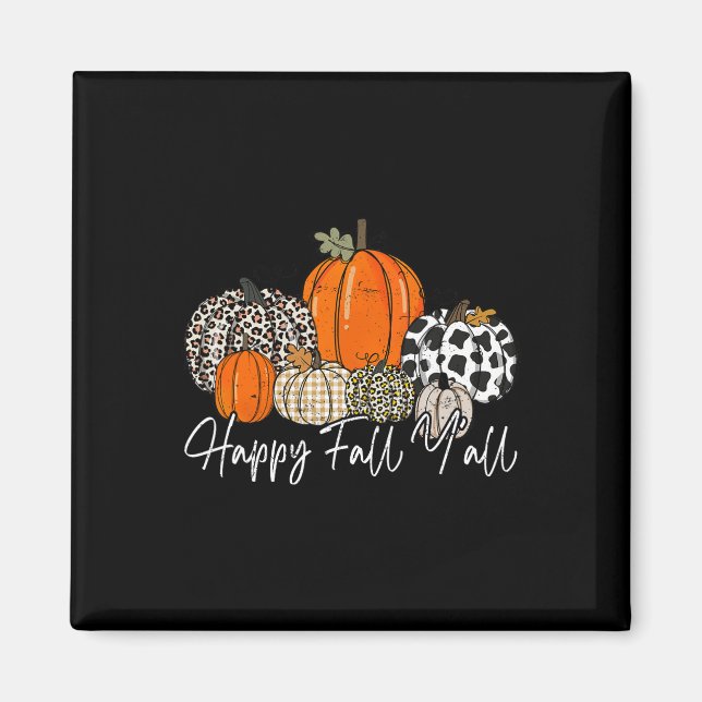 Aimant Happy Fall Y'all Femmes Hommes Citrouille Leopard  (Devant)