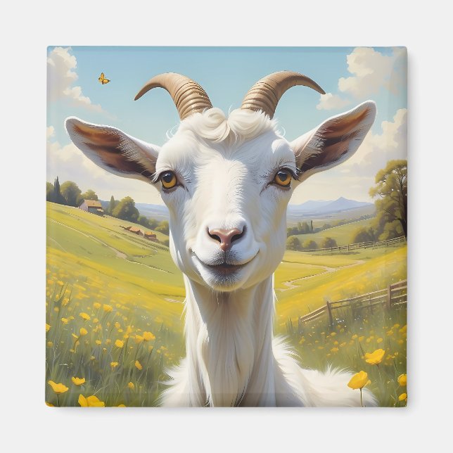 Aimant Happy Goat Vibrant Buttercup Meadow (Devant)
